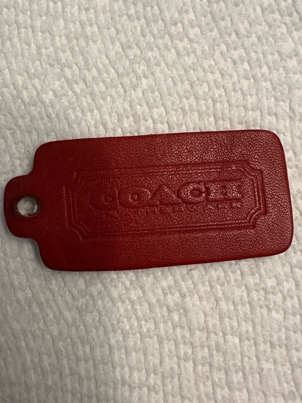 Vintage Coach Leatherware Red One Sided Hang Tag